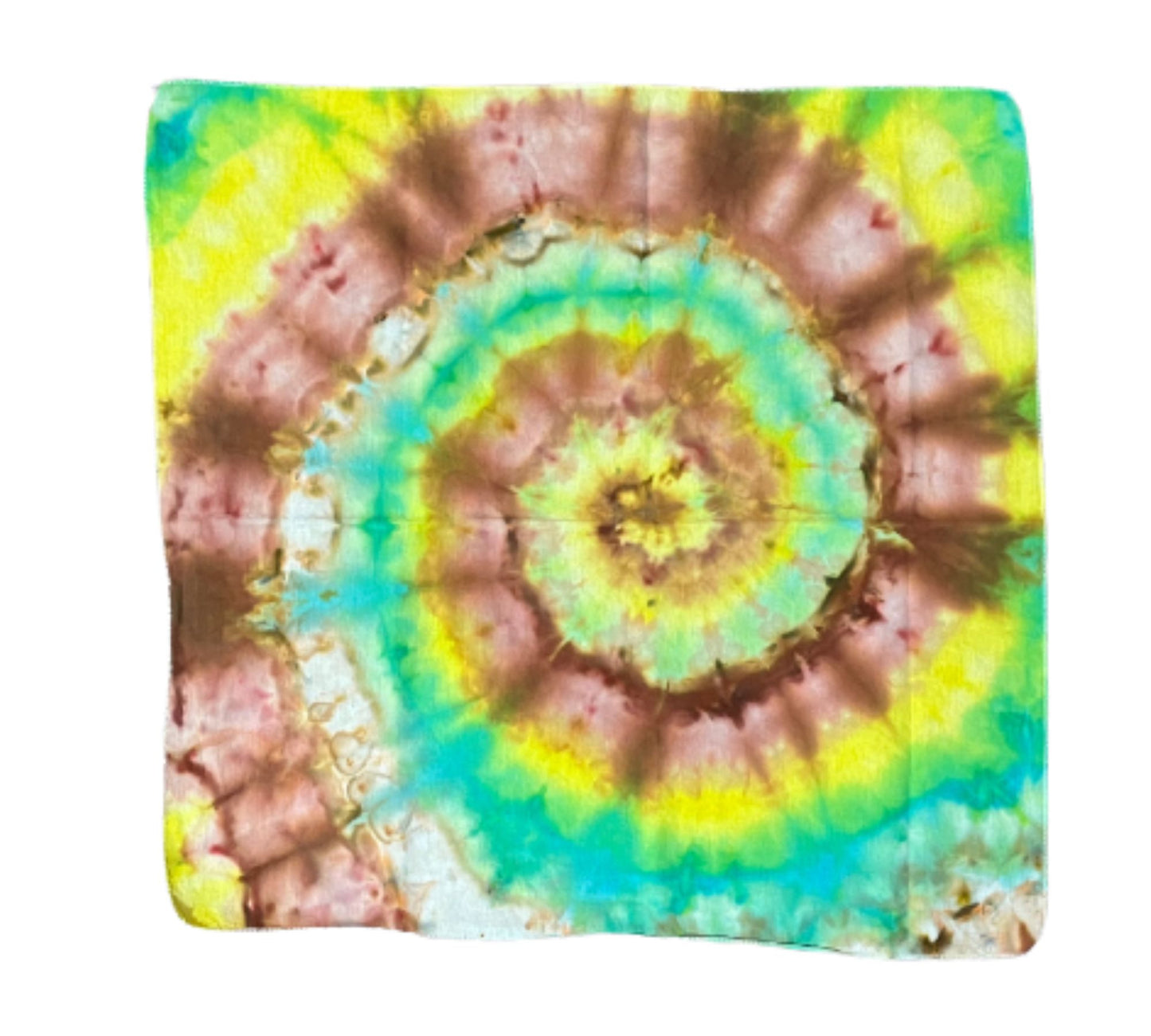 Yellow Green Spiral | Square Tie Dye Bandanna