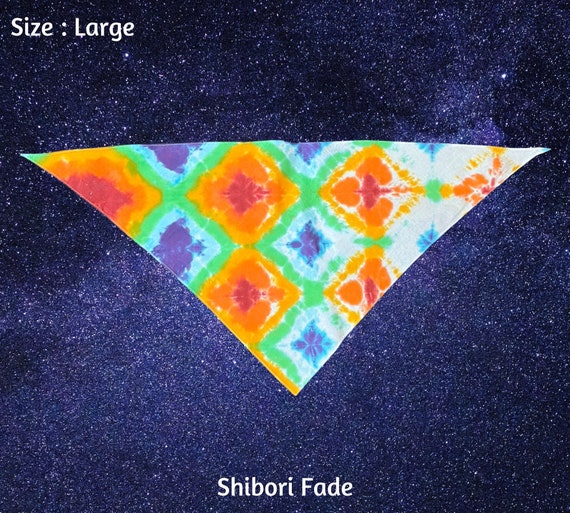 Shibori Fade Tie Dye Dog Bandana  - Ice Dyed Tie Dye - Large