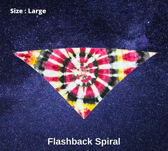Flashback Spiral Tie Dye Dog Bandana - Large - Ice Dyed Tie Dye