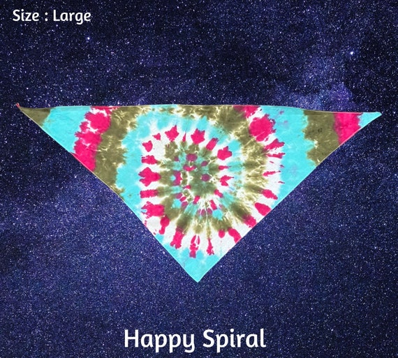 Happy Spiral Tie Dye Dog Bandana - Large - Ice Dyed Tie Dye