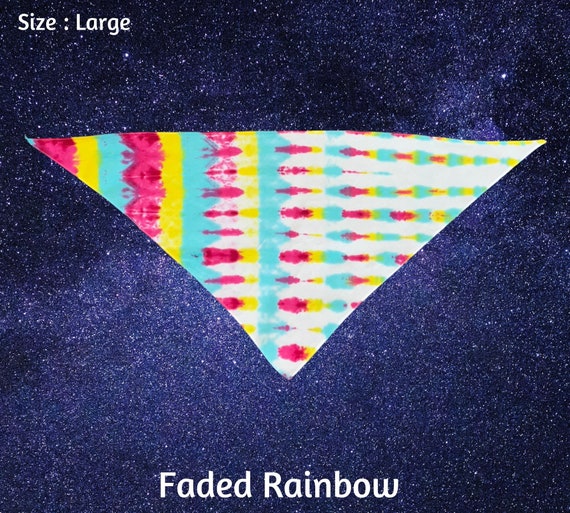 Faded Rainbow Tie Dye Dog Bandana - Large - Ice Dyed Tie Dye