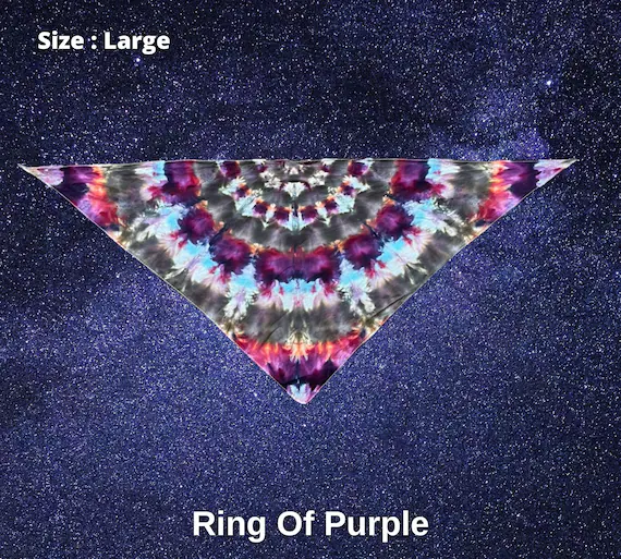 Ring Of Purple Tie Dye Pet Bandana - Ice Dyed Tie Dye - Large - 20x31x20